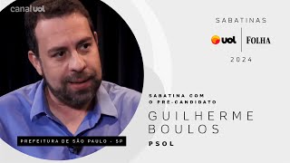 Guilherme Boulos précandidato do PSOL à Prefeitura de São Paulo ao vivo na Sabatina UOLFolha [upl. by Noreht]