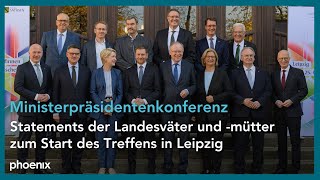 Ministerpräsidentenkonferenz Auftakt ua mit Kretschmer Söder und Schweitzer  24102024 [upl. by Arammahs]