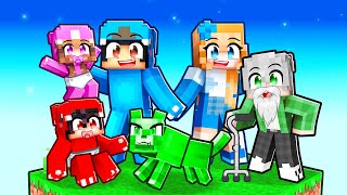 Playing as a FAMILY on ONE BLOCK in Minecraft [upl. by Ahsitauq]