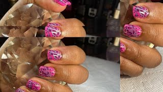 Natural nail cheetah print foil  gel X [upl. by Arek]