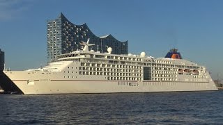 EUROPA 2  The worlds best cruise ship with 4 x Typhon on river Elbe  4KQualityVideo [upl. by Mizuki393]