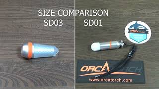 OrcaTorch SD03 Dive Beacon Review VS SD01 Mini Glow Tank [upl. by Anibor]