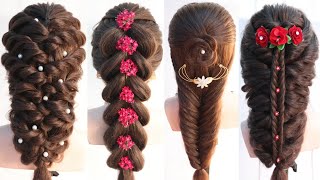 10 aesthetic hairstyle for lehenga  hair style girl  hairstyle for bride  hairstyle tricks [upl. by Ettenajna]