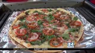 Grilling DAVANNIS Pizza on WCCO [upl. by Olyhs]