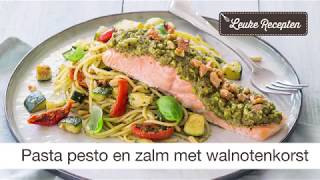 Pasta pesto en zalm met walnotenkorst [upl. by Owiat]