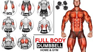 Full Body HOME Dumbbell WORKOUT squats chest triceps biceps  back shoulder wrist Calves [upl. by Quinby80]