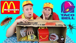 McDonalds Whats Inside The Box Drive Thru Food vs Taco Bell Prank  Gross Spider amp Scary Bugs IRL [upl. by Ab]