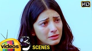 Shruti Haasan Cries for Dhanush  3 Telugu Movie Scenes  Dhanush  Sivakarthikeyan  Anirudh [upl. by Rodman]