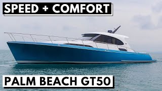 PALM BEACH GT50 EXPRESS YACHT TOUR  Downeast Performance Luxury Cruiser [upl. by Anelav]