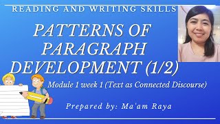 WEEK 1 MODULEPATTERNS OF PARAGRAPH DEVELOPMENT 12READING AND WRITING SKILLSquotBISAYAquot VERSION [upl. by Portland]