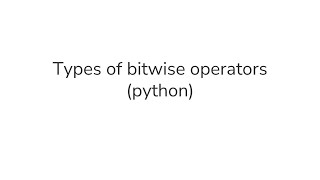 Bitwise Operators in Python [upl. by Attenrev]