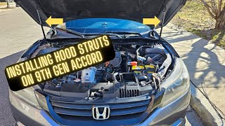 How to install Hood Struts On 2013 2014 2015 Honda Accord [upl. by Dnalsor]