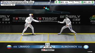 2018 242 T32 06 M E Individual Wuxi World Championships YELLOW ALIMZHANOV KAZ vs LIMARDO GASCON VEN [upl. by Nemrak]