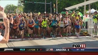 Boston Marathon winner enjoys Bellin encourages other runners [upl. by Aihsenrad295]