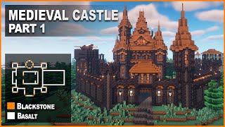 Minecraft How to build a Blackstone Medieval Castle  Tutorial [upl. by Nordine]