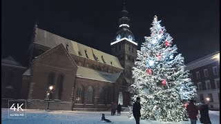 Christmas amp New Year 2022 Lights in Riga Latvia December 2021 4K [upl. by Traweek907]