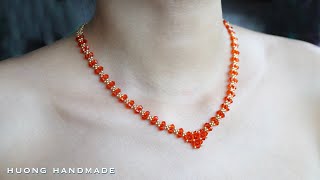 Ruby necklace Easy to make beaded necklace with bicone and seed beads [upl. by Park869]