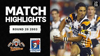 Benji Marshalls debut  Wests Tigers v Newcastle Knights Round 20 2003  Match Highlights  NRL [upl. by Nadnerb530]