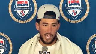 Devin Booker Reacts To Joining LeBron James Stephen Curry With Team USA Basketball [upl. by Easton]