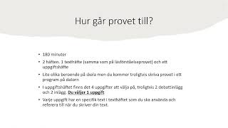 Inför nationella provet i Svenska 1 och Svenska som andraspråk 1  den skriftliga delenuppsatsen [upl. by Wyne]