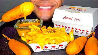 ASMR Corn Dogs Animal Style Fries with Cheese Sauce Mukbang Big Bites Jerry Eating Relaxing Tapping [upl. by Assilen]