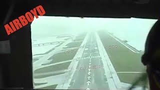 Cockpit Video Landing Hong Kong Kai Tak In The Rain [upl. by Rolat]