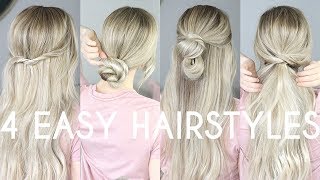 4 EASY HAIRSTYLES FOR MEDIUM HAIR amp LONG HAIR [upl. by Relyt]