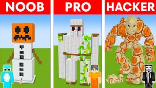 NOOB vs PRO vs HACKER GOLEM STATUE HOUSE BUILD CHALLENGE in Minecraft [upl. by Ainola172]