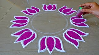 Easy amp Beautiful New Year Rangoli Designs  Sankranthi Muggulu Designs  Easy Pongal Kolam Designs [upl. by Anailli]