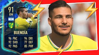 TOTS BUENDIA REVIEW 91 TOTS BUENDIA PLAYER REVIEW  FIFA 21 ULTIMATE TEAM [upl. by Petulah]