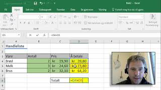 Grunnkurs video 3 formler Excel 2016 [upl. by Hymen]