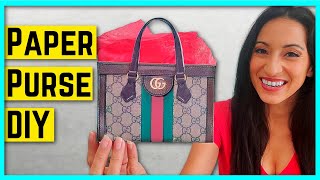 How to make a Designer Paper Purse DIY for FREE 👛Cricut Paper Purse Gift Bag [upl. by Alikahs]