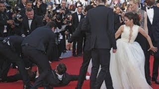 SHOCKING America Ferrera ambushed by man who climbs under her dress at Cannes Film Festival [upl. by Vick47]