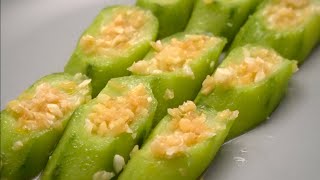 Steamed Chinese Okra Recipe  大蒜勝瓜  Sing Gua Recipe Steamed Luffa Gourd [upl. by Hambley]