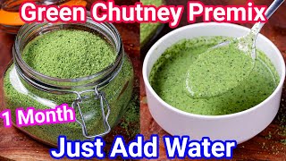 Instant Green Chutney Premix Recipe  Just Add Water amp Chutney Ready for Chaat Breakfast amp Meals [upl. by Tisdale]