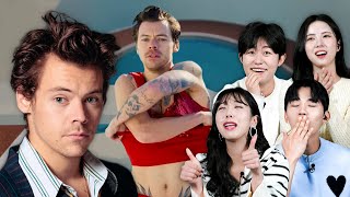 Koreans React To Harry Styles For The First Time As It Was Watermelon Sugar Adore You  KATCHUP [upl. by Aiblis299]