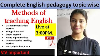 Methods of Teaching English  English PedagogyCTET2020 [upl. by Storz936]