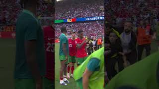 Gonçalo Ramos gets taken out as fans rush Ronaldo euro2024 ronaldo portugal soccer [upl. by Kletter]