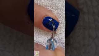 Winter Night Nail Art Tutorial  Dark Blue Short Nails Idea  naildesign [upl. by Ordisy812]