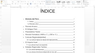 Como hacer un índice automático para tesis monográficas y proyectos en word [upl. by Ellenohs]