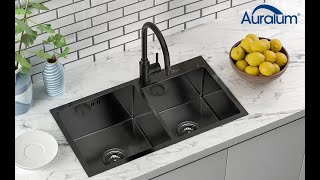 Auralum Stainless Steel Double Bowl Kitchen Sink Installation Video [upl. by Sihunn820]