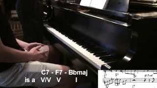 Jazz Piano College 241 quotDoxyquot rootless voicings  B flat blues scale [upl. by Saucy]