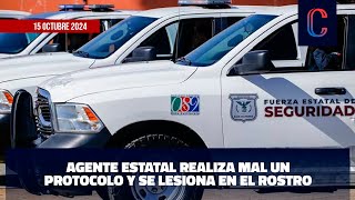 Agente estatal realiza mal un protocolo y se lesiona en el rostro [upl. by Og]