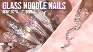 Acrylic Nails Tutorial  Encapsulated Glass Nails  Noodle Nail  Clear Nails  with Nail Forms [upl. by Enilarac]