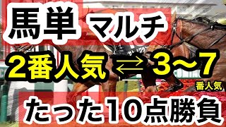 【馬券検証】馬単マルチ2番人気から3〜7番人気たった10点で勝負【馬券勝負】 [upl. by Icaj]