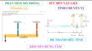 SBV Kéo nén đúng tâm tính chuyển vị của hệ siêu tĩnh Dùng phần mềm MDsolids để kiểm tra lại [upl. by Nerraj]