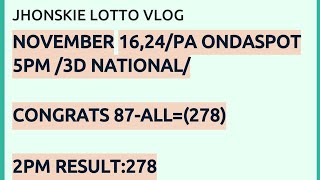 NOVEMBER 1624PA ONDASPOT 5PM 3D NATIONALCONGRATS 87ALL278 [upl. by Ardell280]