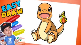 Pokemon Charmander Easy Draw and Coloring Pokemon Charmander Steps by Steps [upl. by Phillipp]