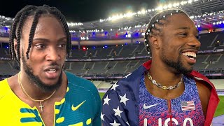 Kishane Thompson REACT To Noah Lyles Winning 100m Final At Paris Olympics [upl. by Cynara]