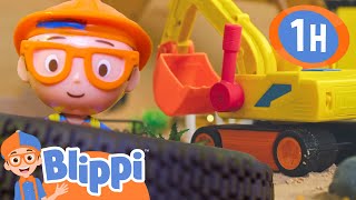 Blippis Excavator Toy Song Digging Away the Dirt  Blippi Toys  Moonbug Kids  Cartoons amp Toys [upl. by Adihaj]